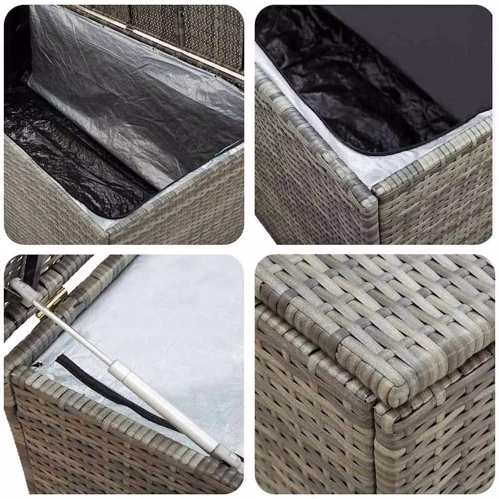 Berkfield Home Garden Poly Rattan Storage Box in Grey, W/D/H: 200 x 50 x 60 cm – 3