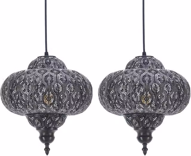 First Choice Lighting Lucero Set of 2 Bronze Moroccan Easy Fit Pendant Shades