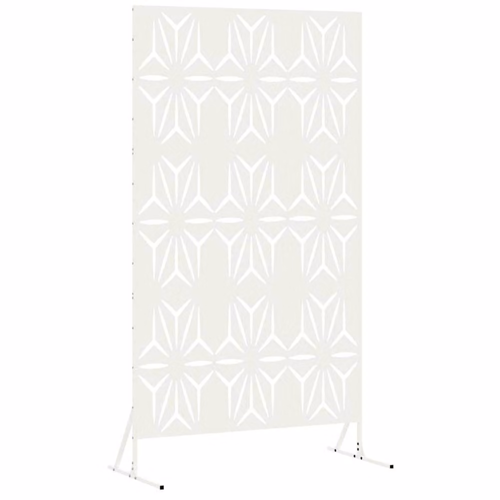 Berkfield Home White Steel Freestanding Privacy Screen Balcony Cover W/D/H: 100 x 50 x 180 cm – 3