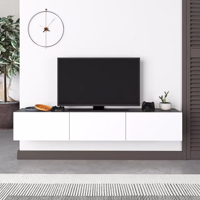 Decortie Francy Modern TV Stand - Anthracite Grey and White