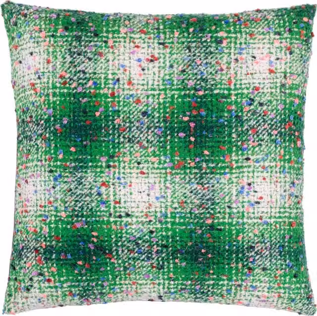Make it a Home Connie Check Jacquard Feather Filled Square Cushion in Green and Purple