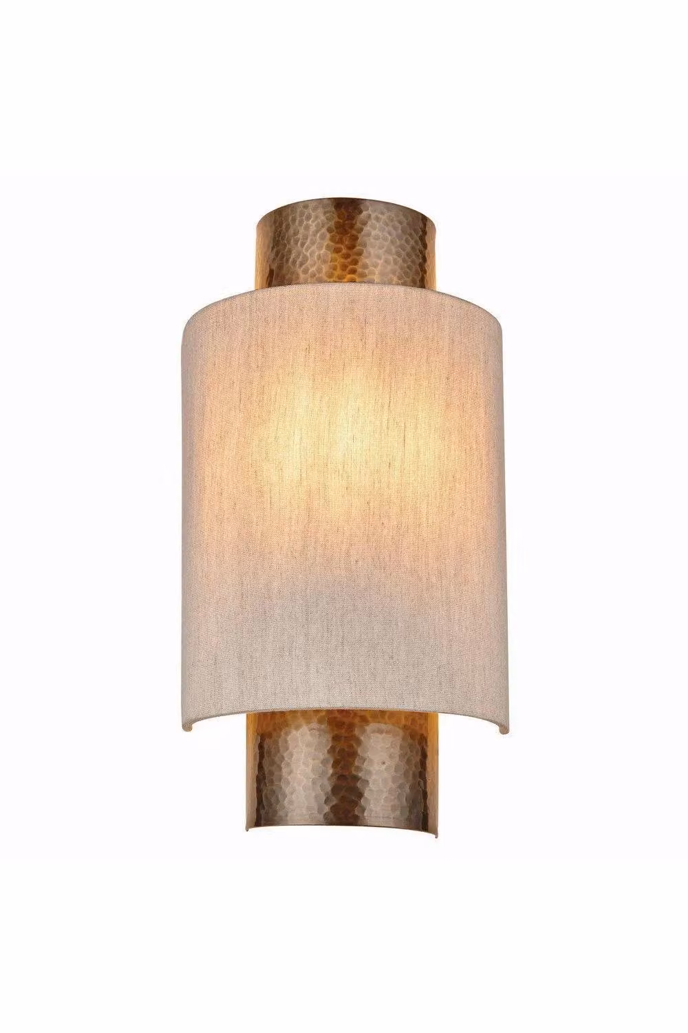 Netlighting Indara 1 Light Wall Lamp in Aged Hammered Bronze with Beige Natural Linen Fabric and E14 Base – 3