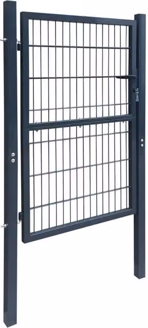 Berkfield Home 2D Single Steel Fence Gate in Anthracite Grey, W: 106 cm, H: 190 cm