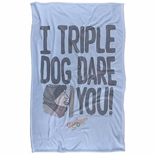 Warner Bros. A Christmas Story Triple Dog Dar Frozen Tongue Super Soft Fleece Throw Blanket, W/D/H: 91 x 147 cm, Blue/Multicolour