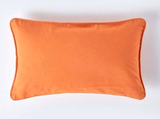 Homescapes Plain Cotton Square Cushion Cover in Burnt Orange, W/D/H: 30 x 30 x 30 cm