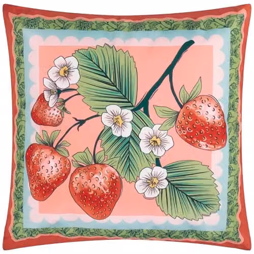 Furn Anemone Strawberries Floral Outdoor Cushion, Red and Multicolour, W/D/H: 45 x 45 x 45 cm – 1