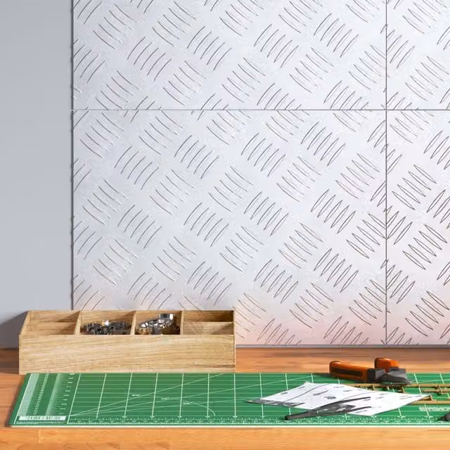 Berkfield Home Silver Aluminium Anti-Slip Checker Plate Sheets, 4 Pieces, W: 40 cm, D: 30 cm – 1