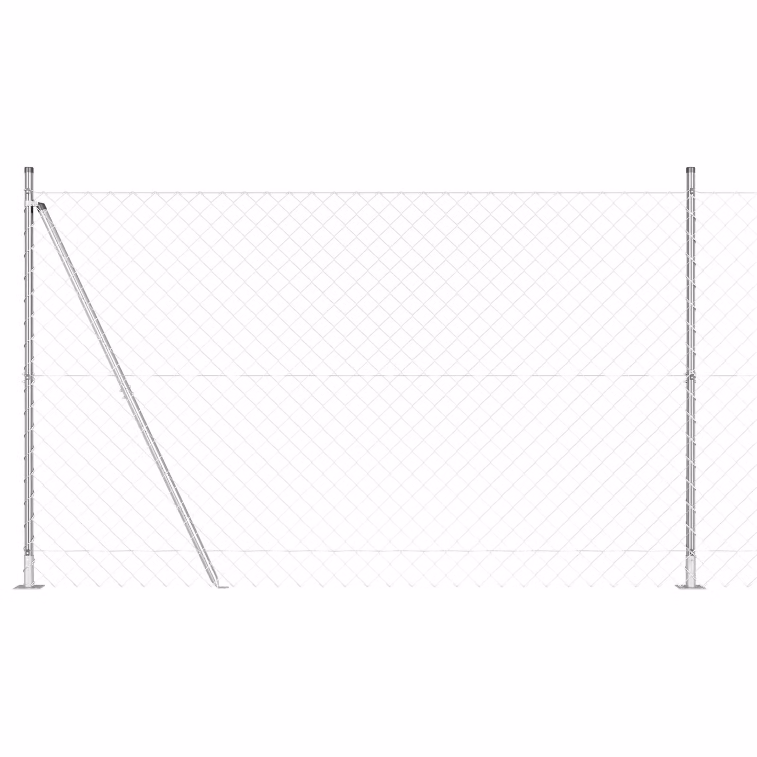 Berkfield Home Galvanised Steel Chain Link Fence in Silver with 7 Flanged Posts, W: 10 m, H: 1.5 m – 2