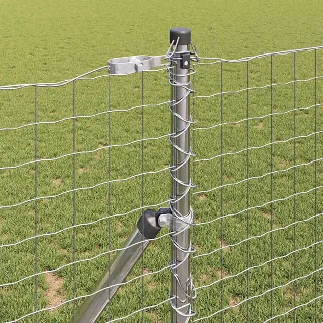 vidaXL Classic Fence Posts, 52 Pieces, Galvanised Steel, Silver, Height: 150 cm, Diameter: 32 mm