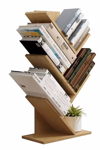 VCM Nulis L Wooden Storage Stand and Bookshelf in Honey Oak