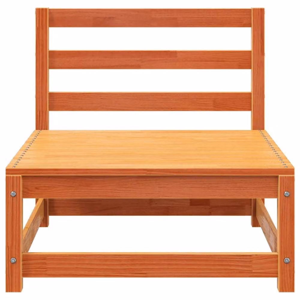 Berkfield Home Rustic Armless Garden Sofa with Footstool in Waxed Brown Solid Pine Wood – 3