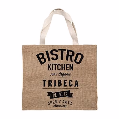 Premier Bistro Jute and Cotton Shopping Bag in Beige, Brown or Black, W/D/H: 40 x 35 x 15 cm