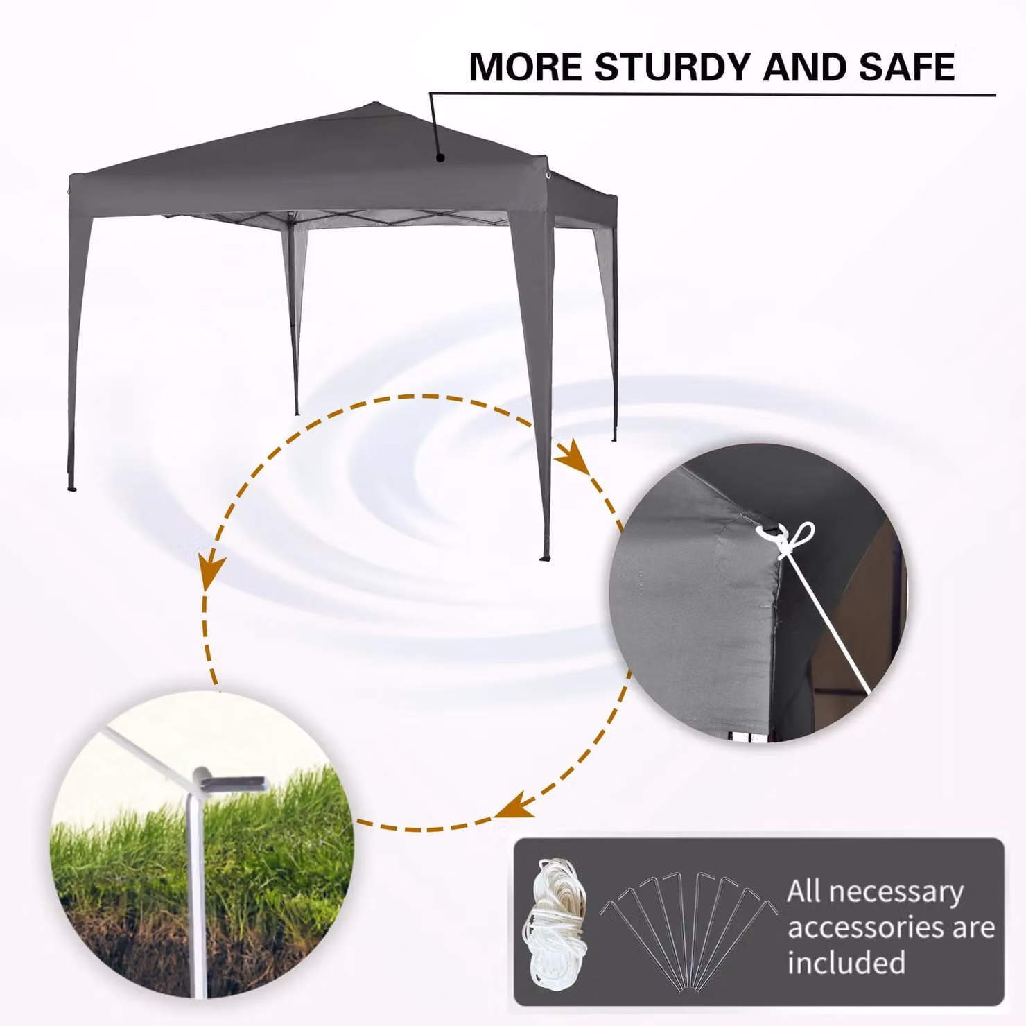 MCC Direct Pop Up Garden Party Tent Gazebo Marquee Canopy in Grey/Silver, W: 300 cm, D: 300 cm, H: 255.5 cm – 3