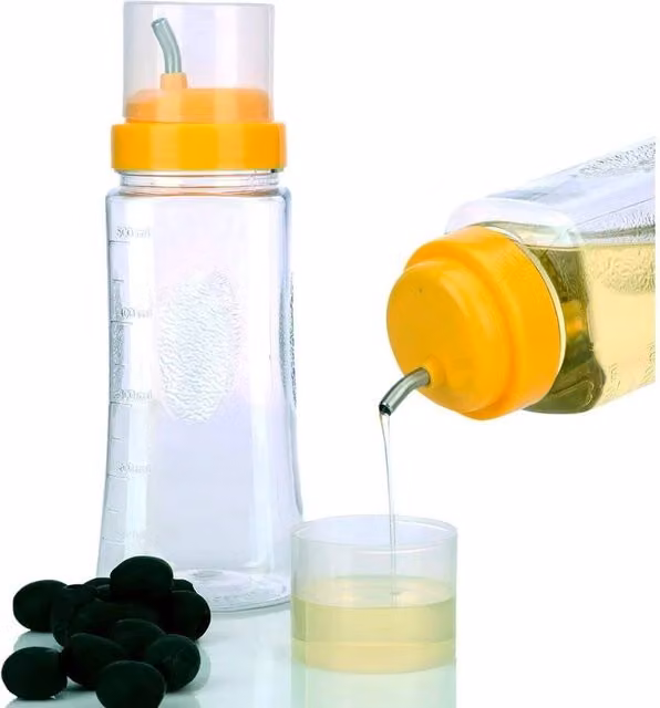 Steelo Transparent Plastic Oil Dispenser Bottle with Measuring Cup, 500 ml – 1