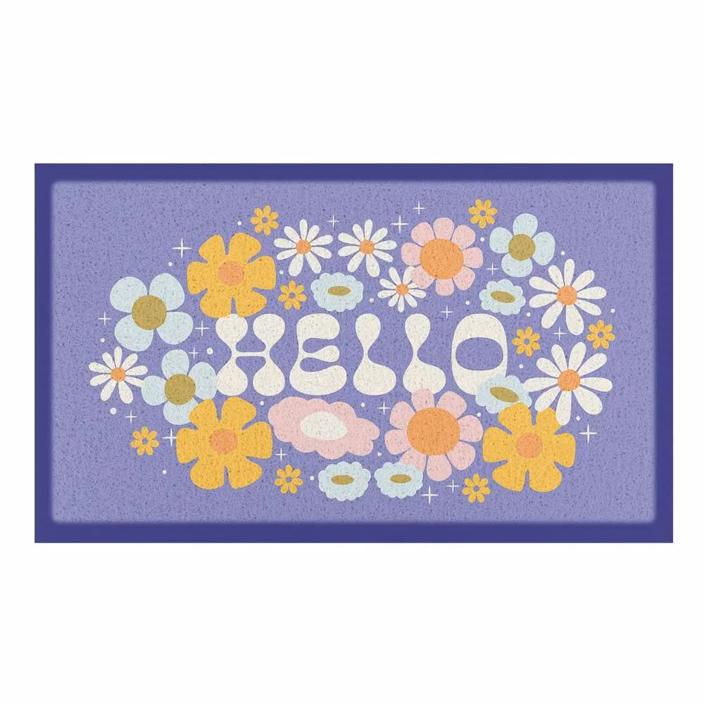 Artsy Mats Elizabeth Olwen Hello Floral Indoor/Outdoor Doormat in Purple, W/D: 70 x 40 cm – 2