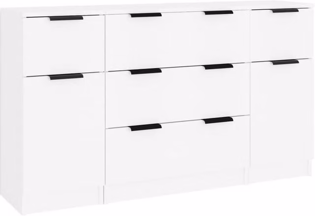 Berkfield Home 3 Piece Sideboard Set in White Matt Engineered Wood