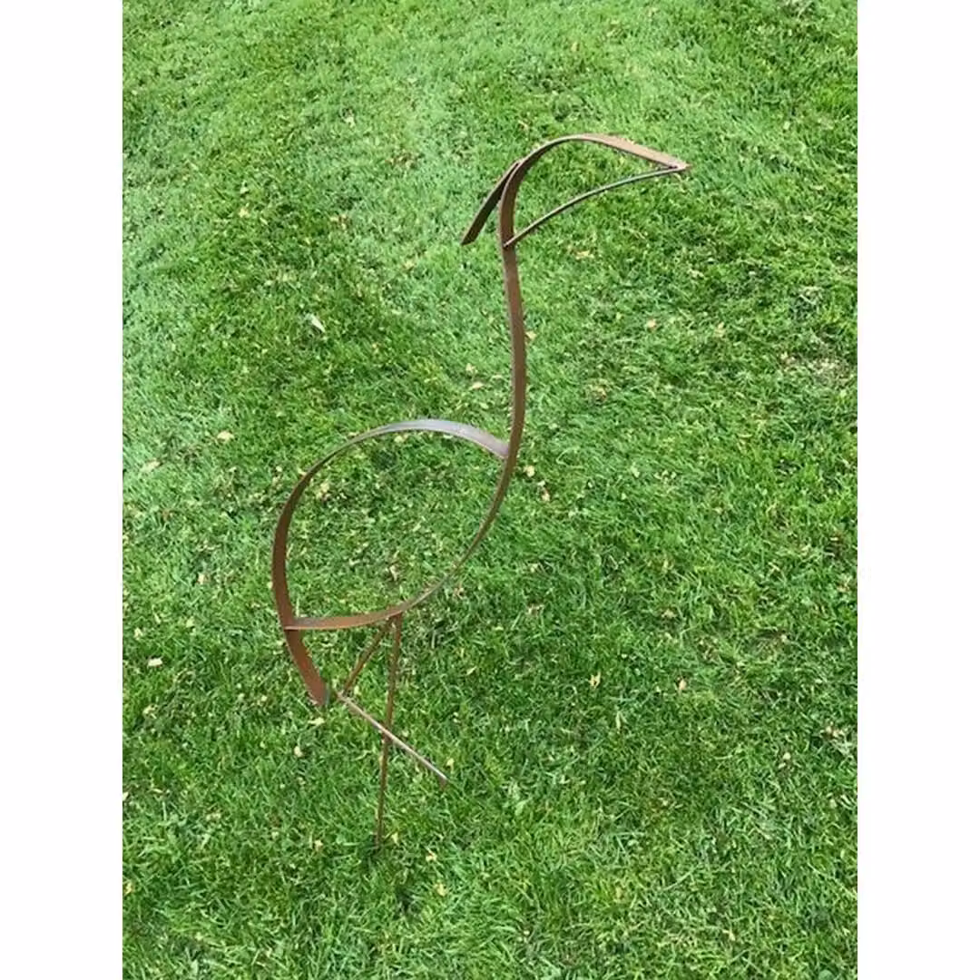 Poppyforge Heron Garden Art, Black Steel Metal, W: 38.1 cm, H: 111.8 cm – 2