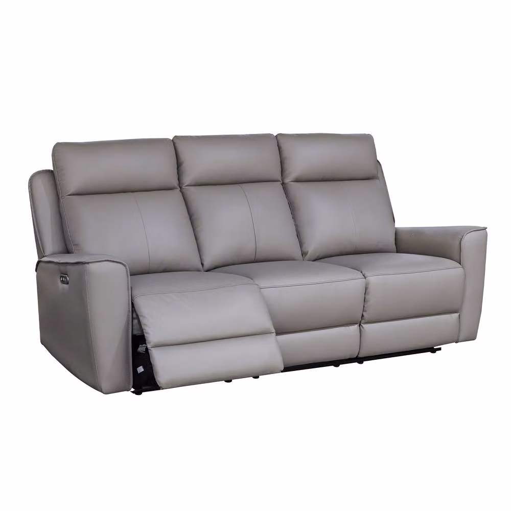 Aspire Rivington Real Leather Power Recliner 3+1+1 Sofa Set with USB Charging in Grey – 3