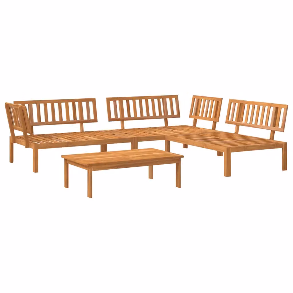 Berkfield Home 4 Piece L-Shape Garden Pallet Sofa Set in Brown Solid Acacia Wood – 2