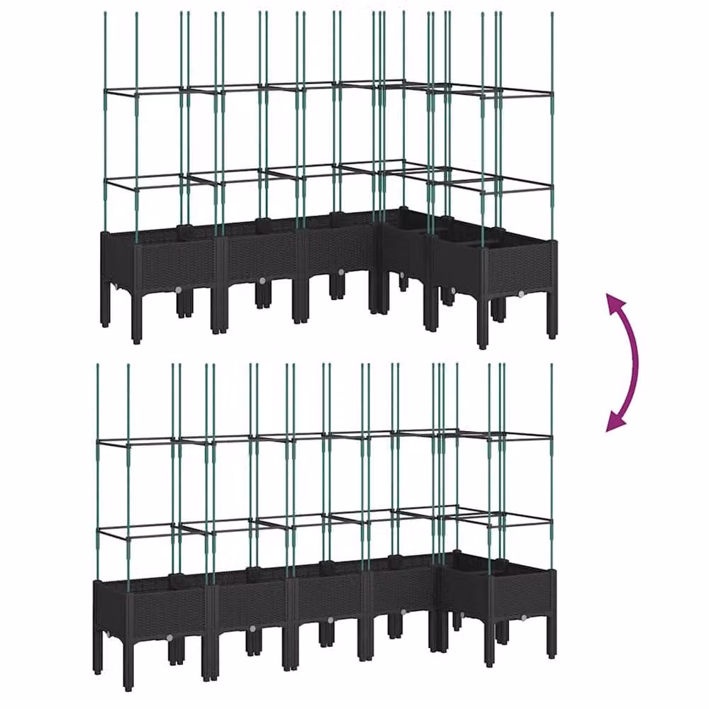 Berkfield Home Beautiful Garden Planter with Trellis, Black, W/D/H: 160 x 120 x 142.5 cm – 4