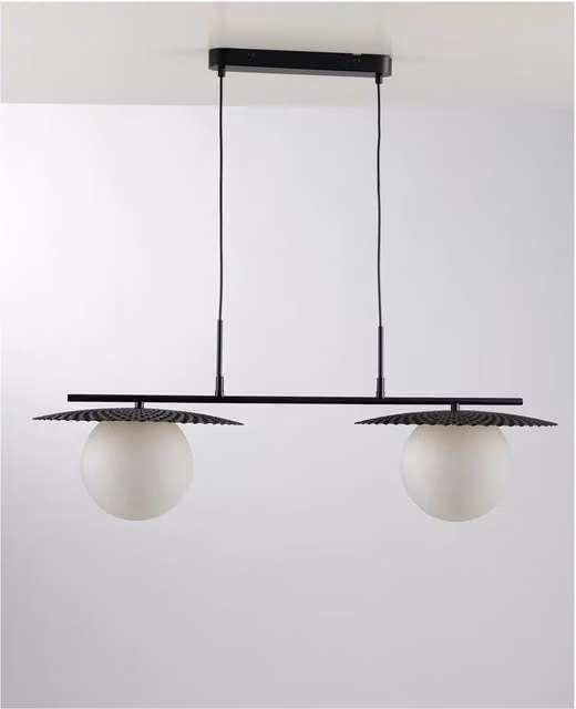 Netlighting Chaplin Globe Bar Ceiling Pendant in Black with Transparent Glass and E27 Socket