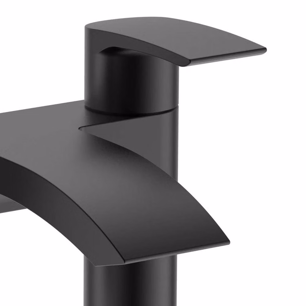 FLAVORA Matte Black Round Basin Tap and Bath Filler with Pop-Up Waste Set – 4