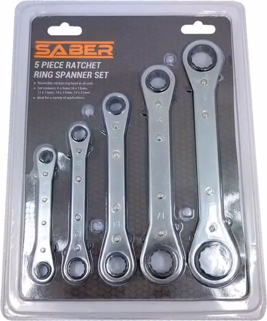 Saber Steel Ring Spanner Set in Silver