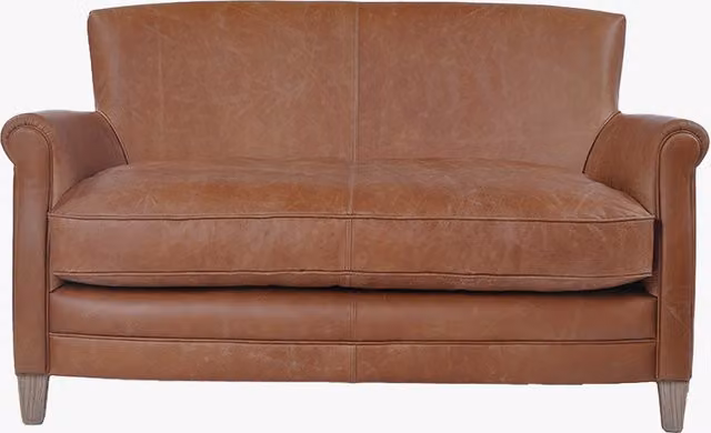Remington Classic Upholstered Leather Sofa in Brown