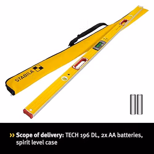 Stabila Tech 196 DL Digital Spirit Level, Yellow, Length: 183 cm – 2