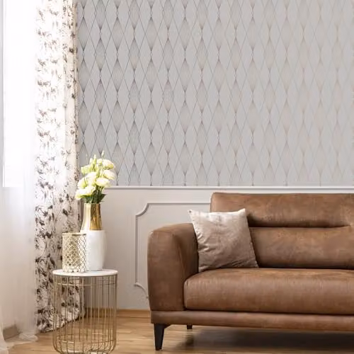 Superfresco Easy Ajuga Grey Geometric Abstract Art Deco Wallpaper – 2