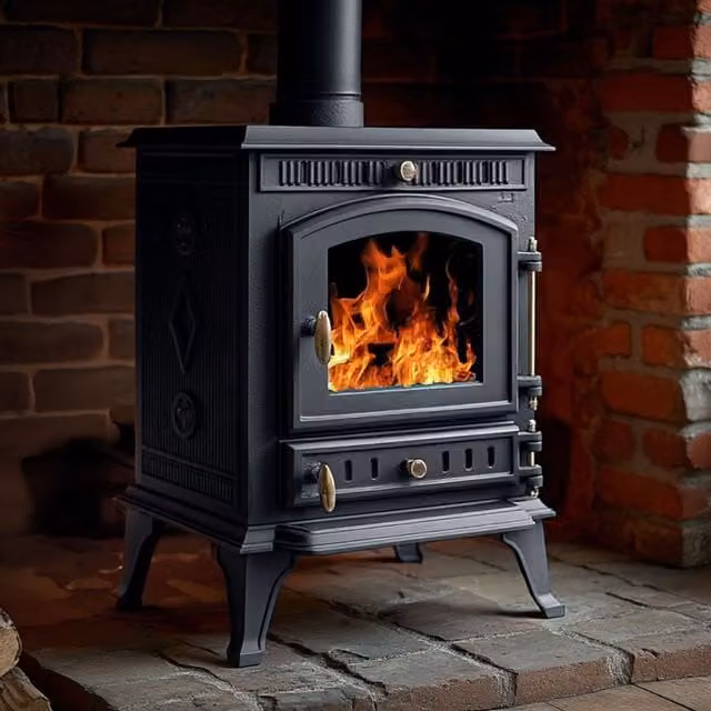 RoyalFire 7kW Cast Iron Wood and Charcoal Burning Stove in Black or Grey