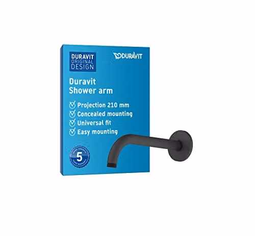 Duravit Universal Round Shower Arm and Wall Mounted Faucet in Black Matt – 1