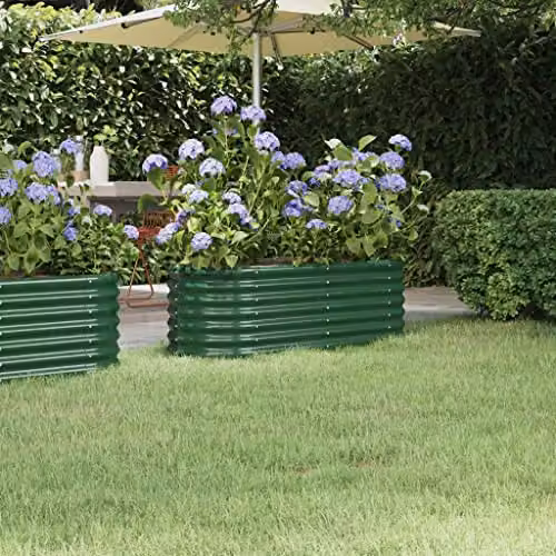 vidaXL Green Galvanised Steel Raised Bed for Vegetable, Herb or Ornamental Gardens W/D/H: 164.16 x 40.0 x 40.0 cm – 2