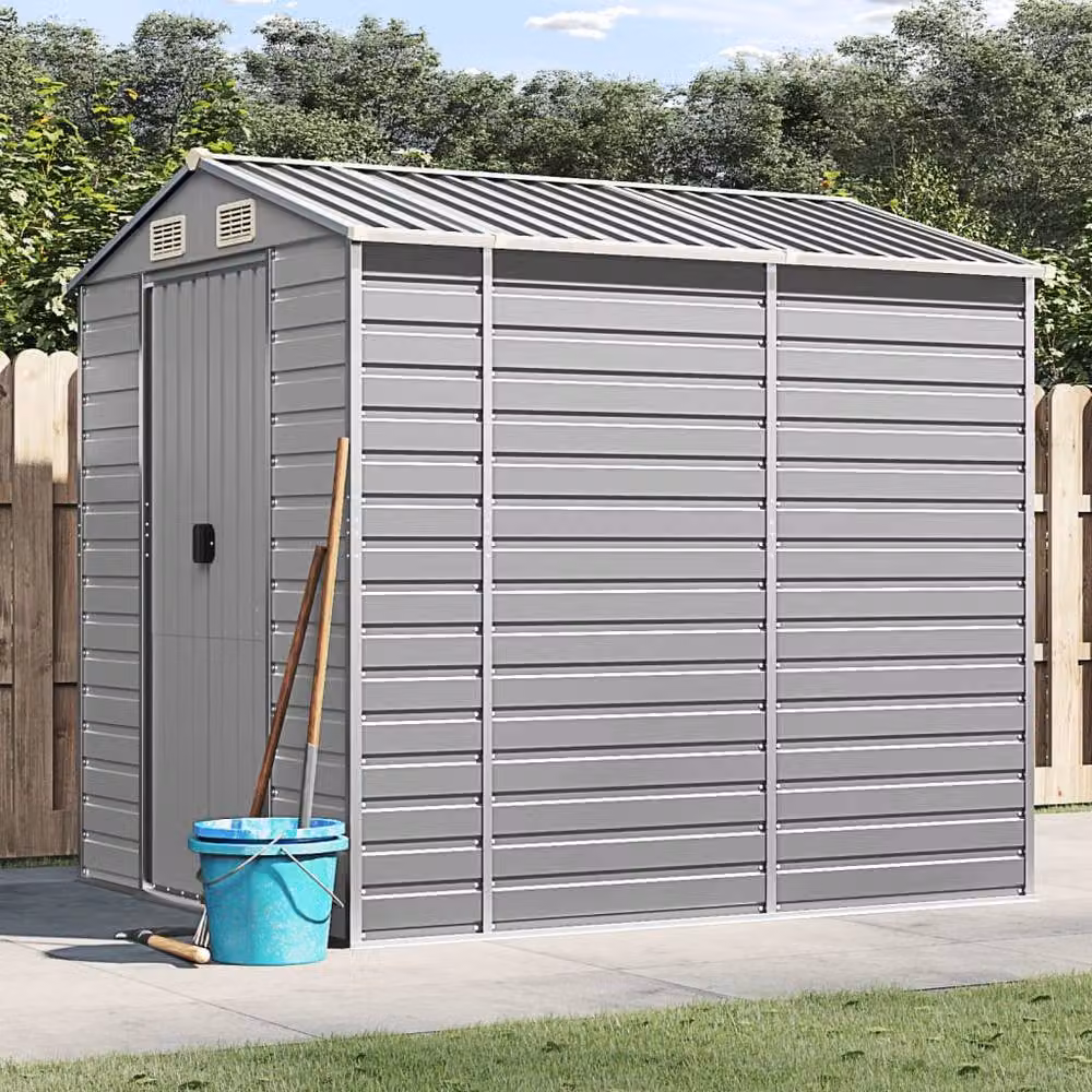 Berkfield Home Garden Shed in Light Grey Galvanised Steel W/D/H: 191 x 215 x 198 cm – 1