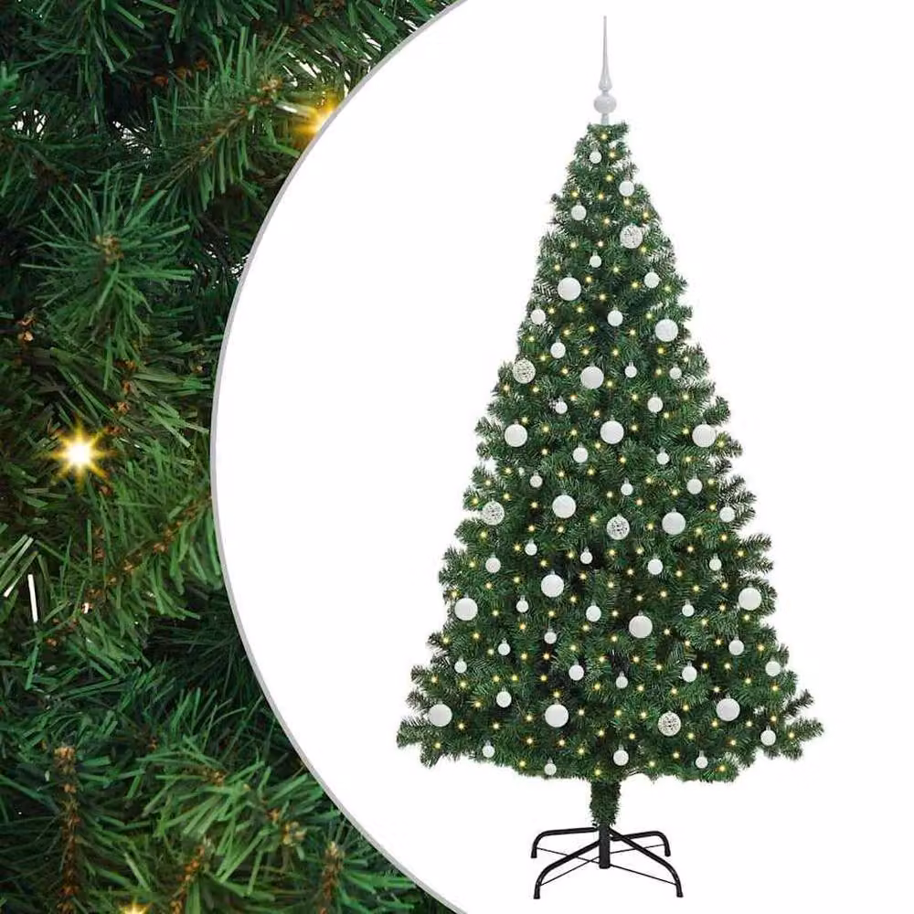 Berkfield Home Green Artificial Christmas Tree with 300 LEDs and Stand, Height: 210 cm – 2