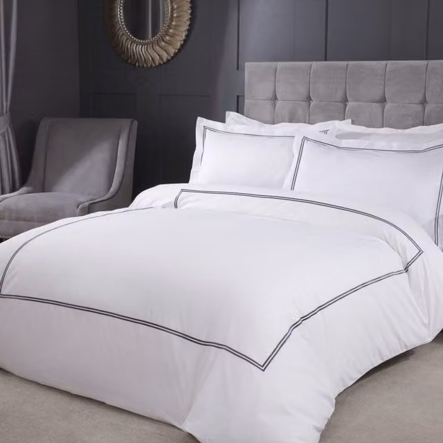 Emma Mayfair Modern Grey Polycotton Duvet Cover and Pillowcase Set, 140 x 200 cm