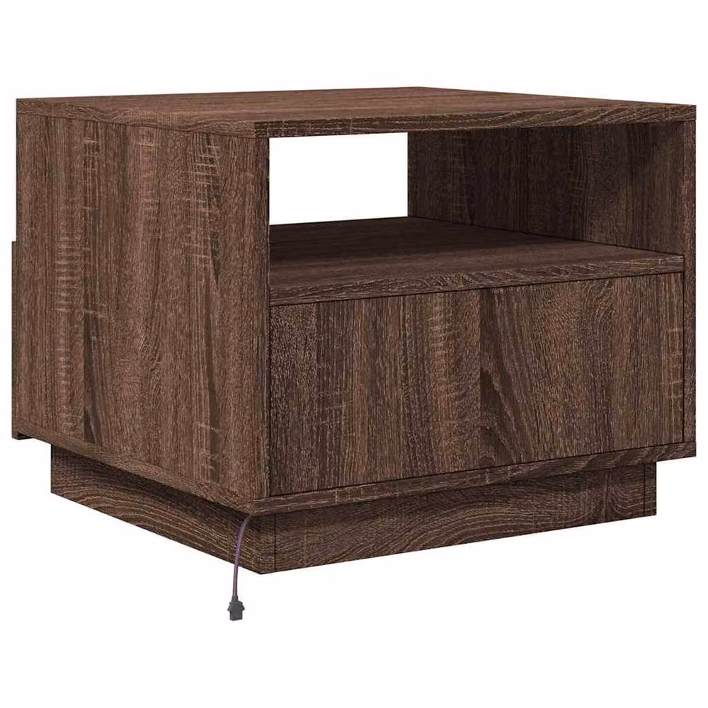 Berkfield Home Modern Coffee Table with LED Lights, Brown Oak, W: 50 cm, D: 49 cm, H: 40 cm – 5