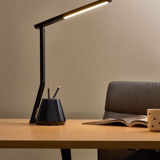 Wyld and Coco Black LED Desk Lamp with Dimmable 3 CCT Modes and Pen Holder