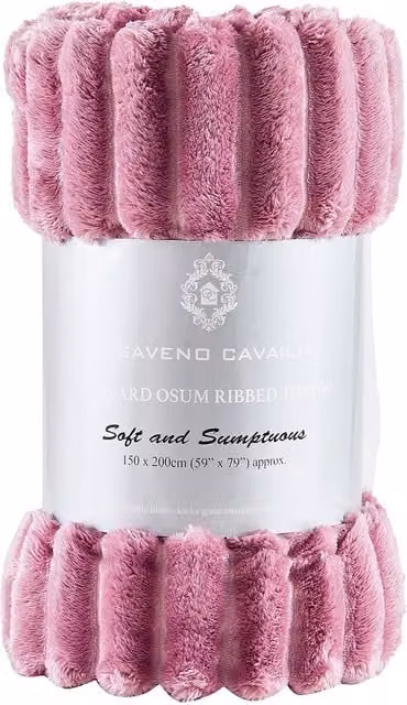 Gaveno Cavailia Osum Ribbed Pink Throw, W: 200 cm, D: 240 cm – 1