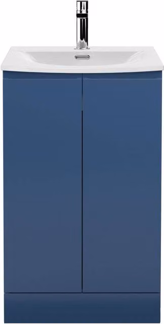 Balterley Mavesyn Contemporary Wall Mounted 2 Door Vanity Basin Unit, Blue, W: 50 cm
