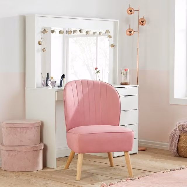 Disney Princess Pink Velvet Shell Accent Chair