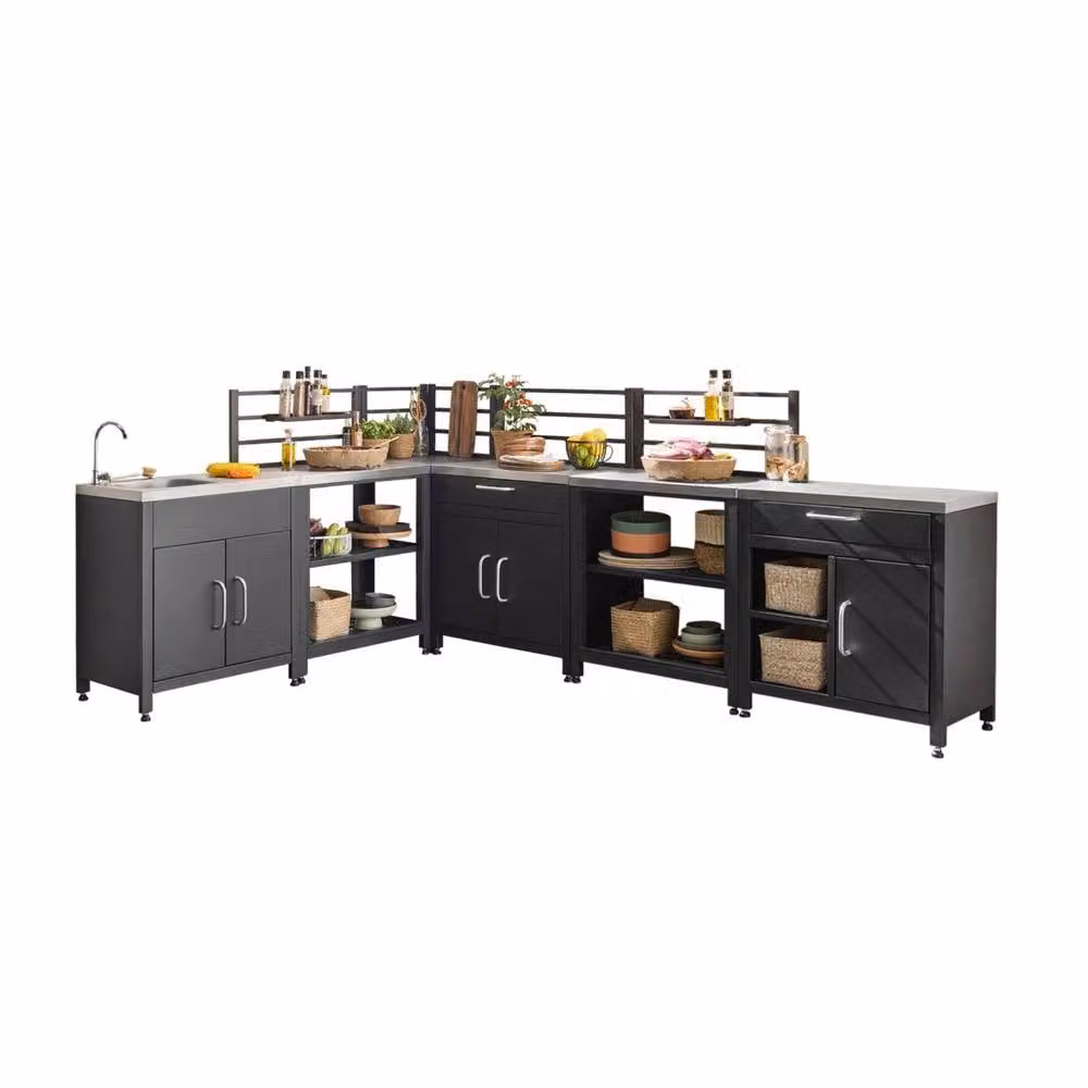 Sweek 6-Module Stainless Steel Outdoor Kitchen in Black, W/D/H: 228 x 52.5 x 80 cm – 2