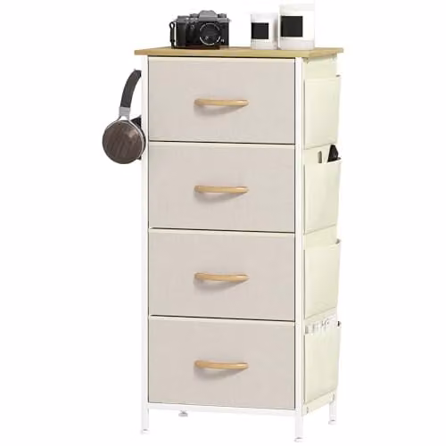 HOMCOM Beige Fabric Chest of Drawers for Bedroom – 1