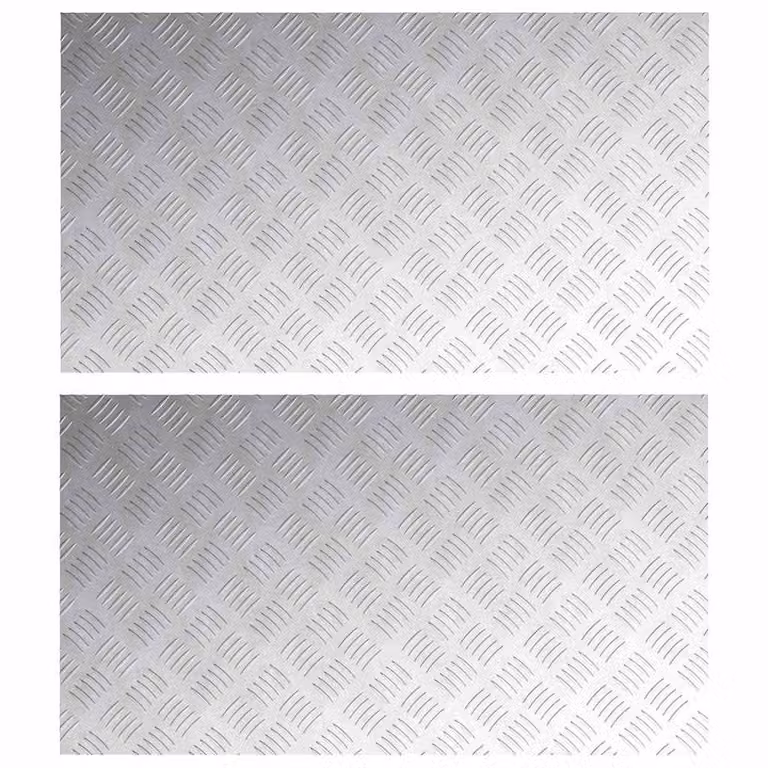 Berkfield Home Grey Aluminium Anti-Slip Checker Plates, 2 Pack, W: 90 cm, D: 50 cm