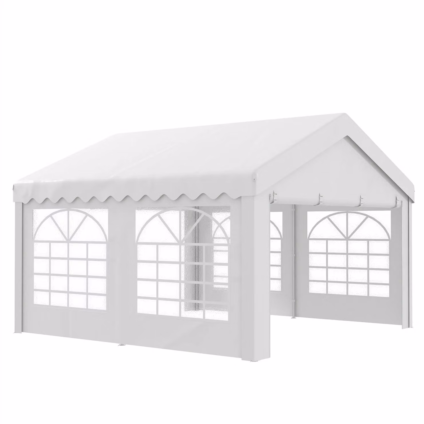 OUTSUNNY White Garden Gazebo Marquee Party Wedding Tent and Carport Shelter, W/D/H: 400 x 400 x 280 cm – 2