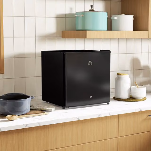 HOMCOM 46 Litre Black Table Top Mini Fridge with Chiller Box and Lockable Door