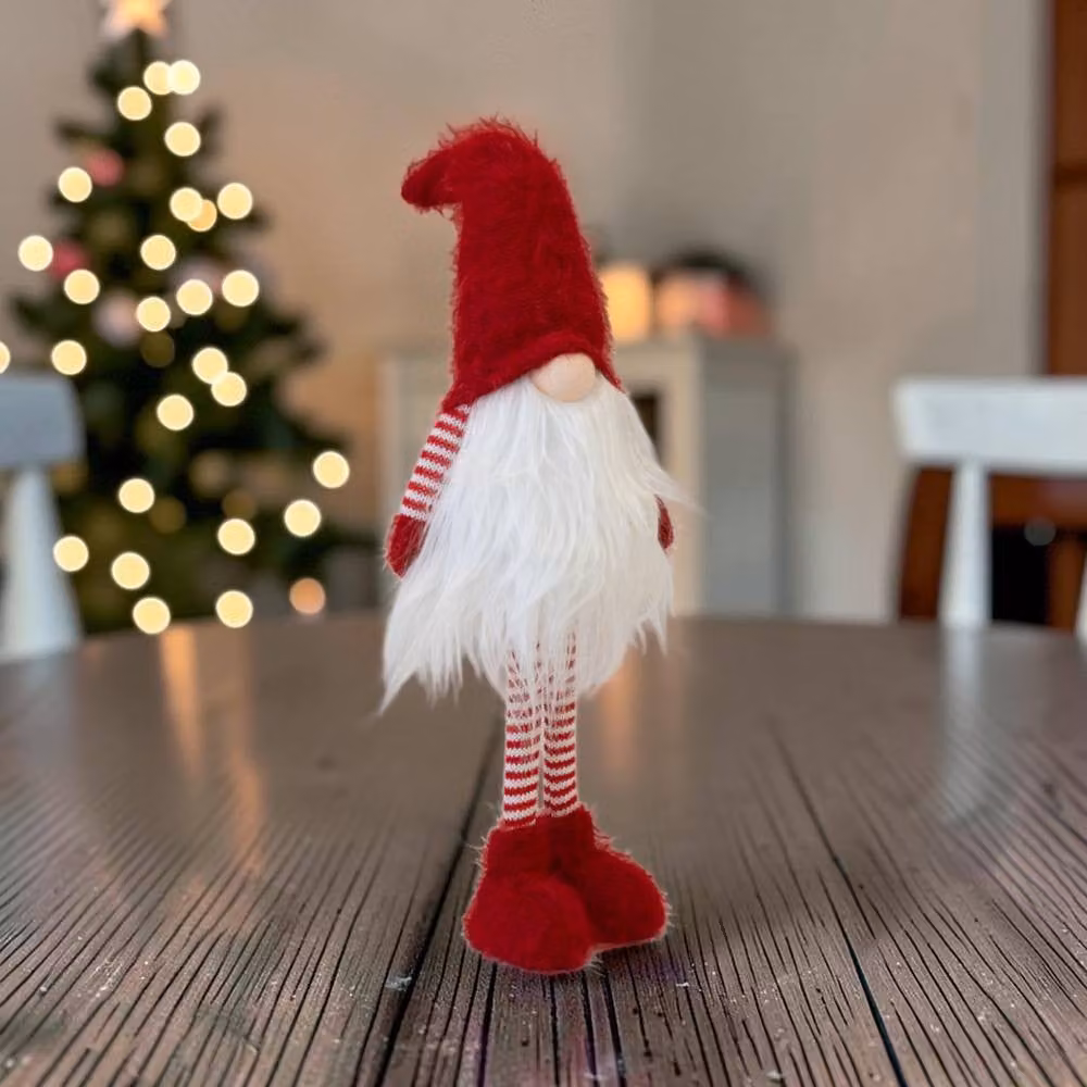 Four Candle Traditional Red Standing Christmas Gonk, Height: 52 cm – 2