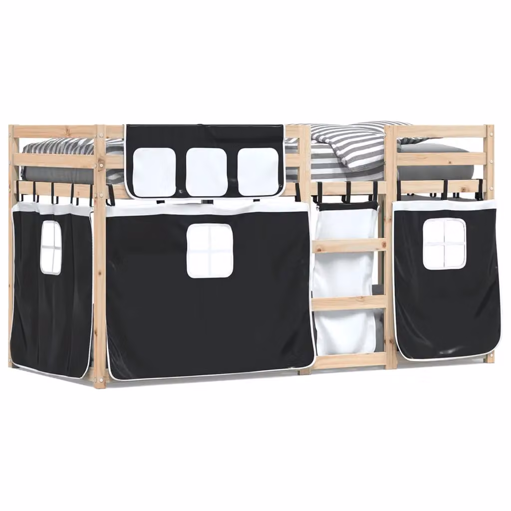 Berkfield Home Solid Wood Pine Bunk Bed in White and Black, W/D/H: 80 x 200 cm – 2