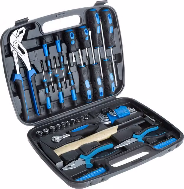 tectake 57 Piece Tool Box Case, Black