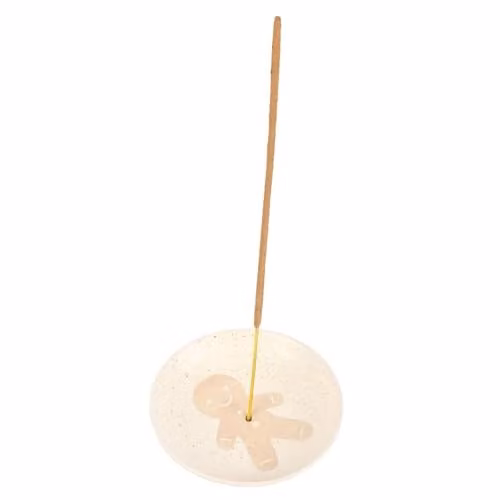 KDMD Gingerbread Man Ceramic Incense Stick Holder in White and Beige